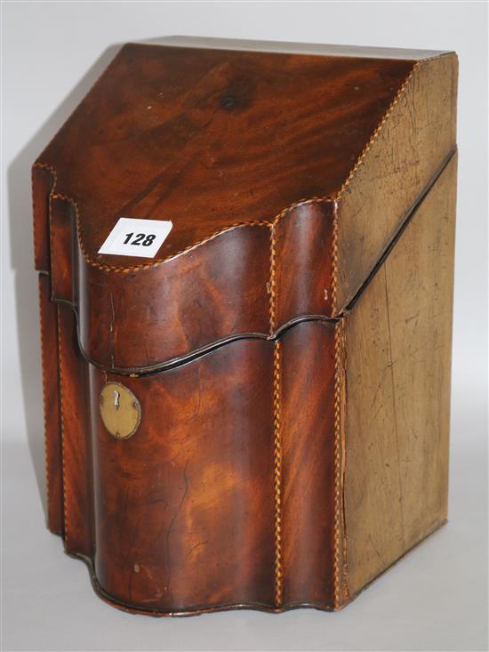 A George III mahogany knife box, with later interior